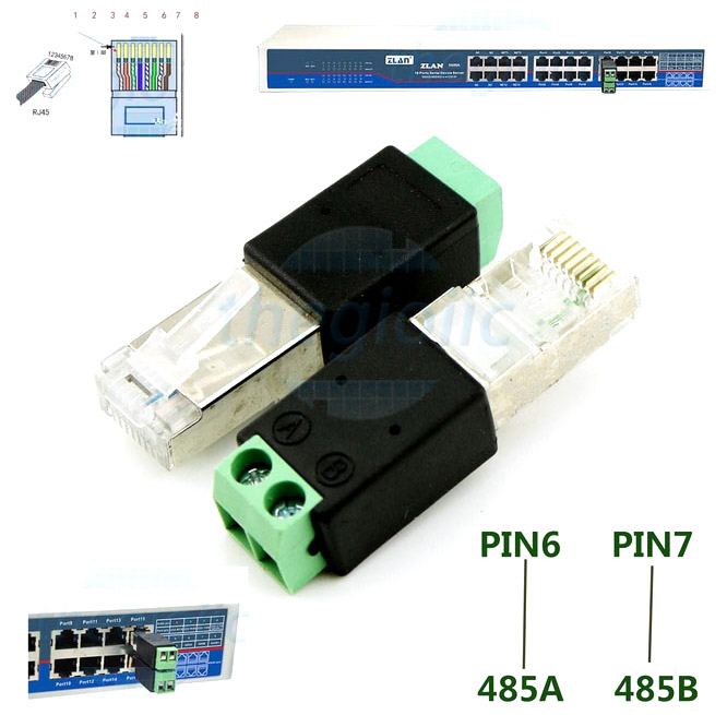 Cổng RJ45 Đực Ra 2 Chân 6(A) 7(B) Nối Dây