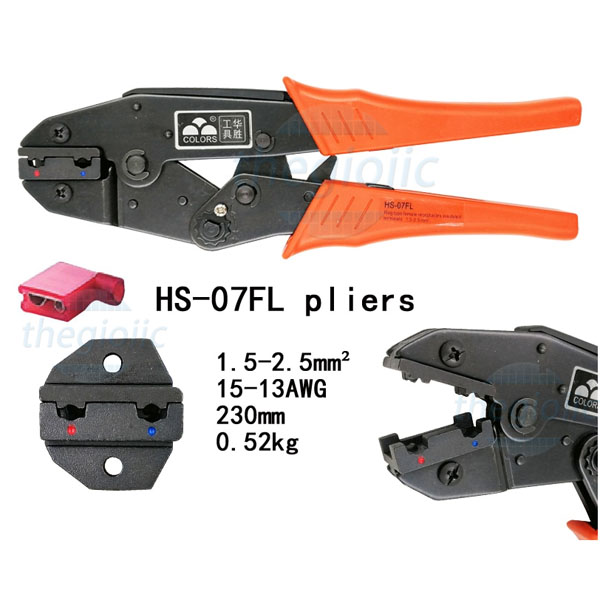 HS-07FL Kìm Bấm Cos Tròn, Cỡ Dây 1.5-2.5mm2, 15-13AWG
