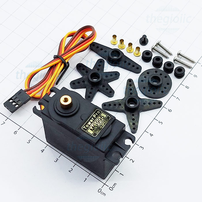 MG995 Động Cơ Servo Giảm Tốc RC 180 Độ, Răng Nhựa, 1 Kg.cm, 4.8 → 7.2 V