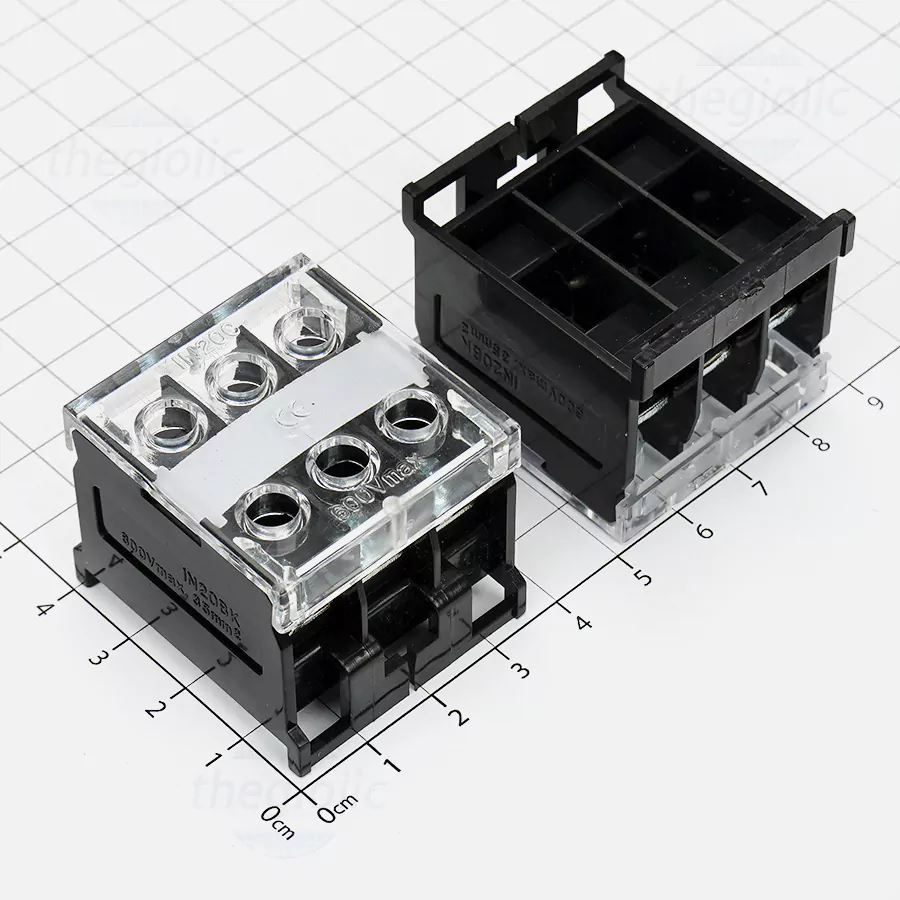 In20bk IN20BK-C Terminal Khối Gắn Ray 3 Cực 30A 600V Cỡ Dây 2-3.5mm2