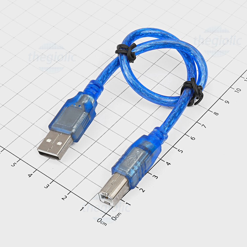 Cáp USB Type A Đực Nối Type B Màu Xanh Dương Dài 50cm