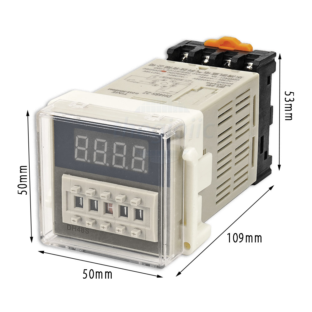 DH48S-2Z Rơ Le Hẹn Giờ 0.01S-99H99M 12V 2NO 2NC Kèm Đế