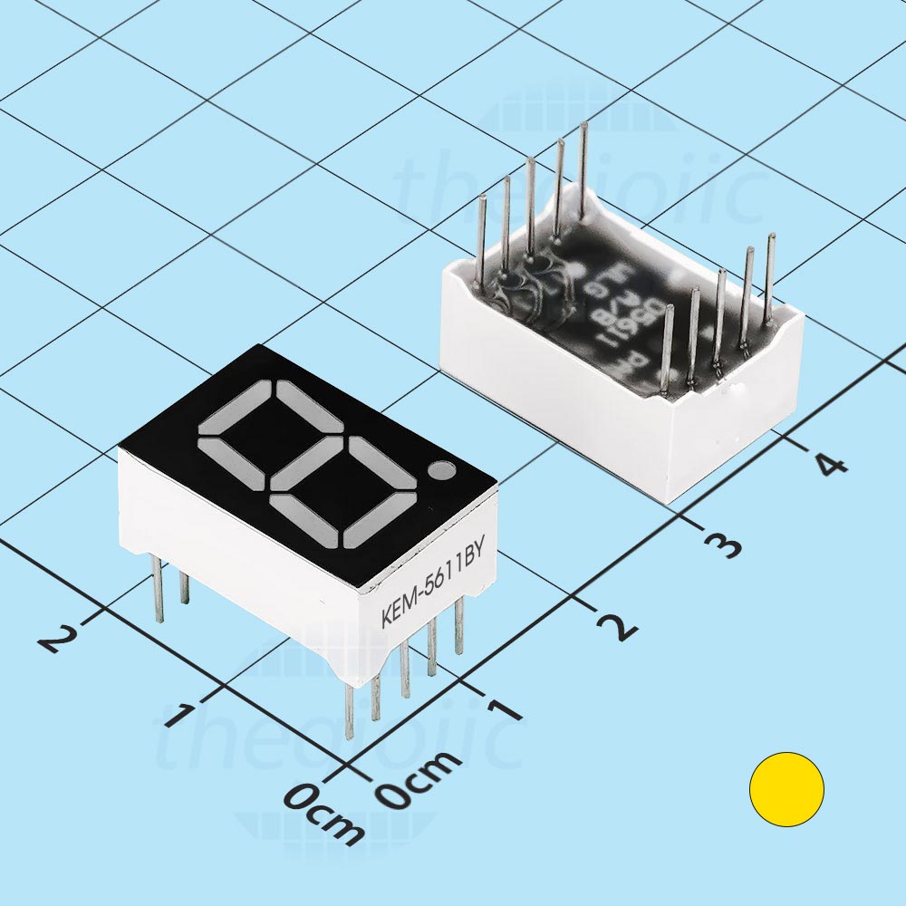 KEM-5611BY LED 7 Đoạn 0.56inch Vàng 1 Số Dương Chung