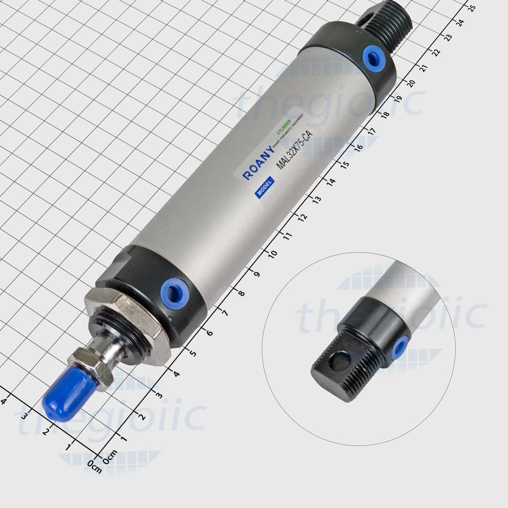 MAL32X75 Xi Lanh Khí Nén Tròn Đường Kính 32mm, Hành Trình 75mm