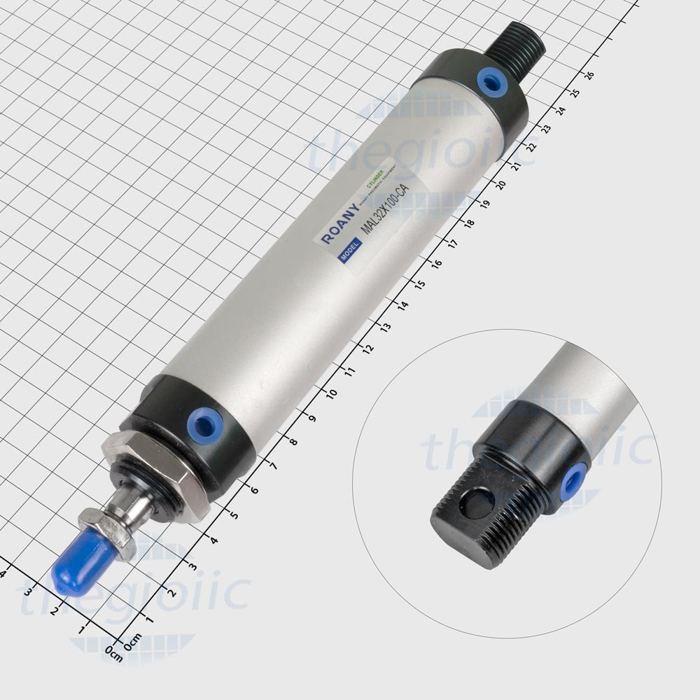 MAL32X100 Xi Lanh Khí Nén Tròn Đường Kính 32mm, Hành Trình 100mm