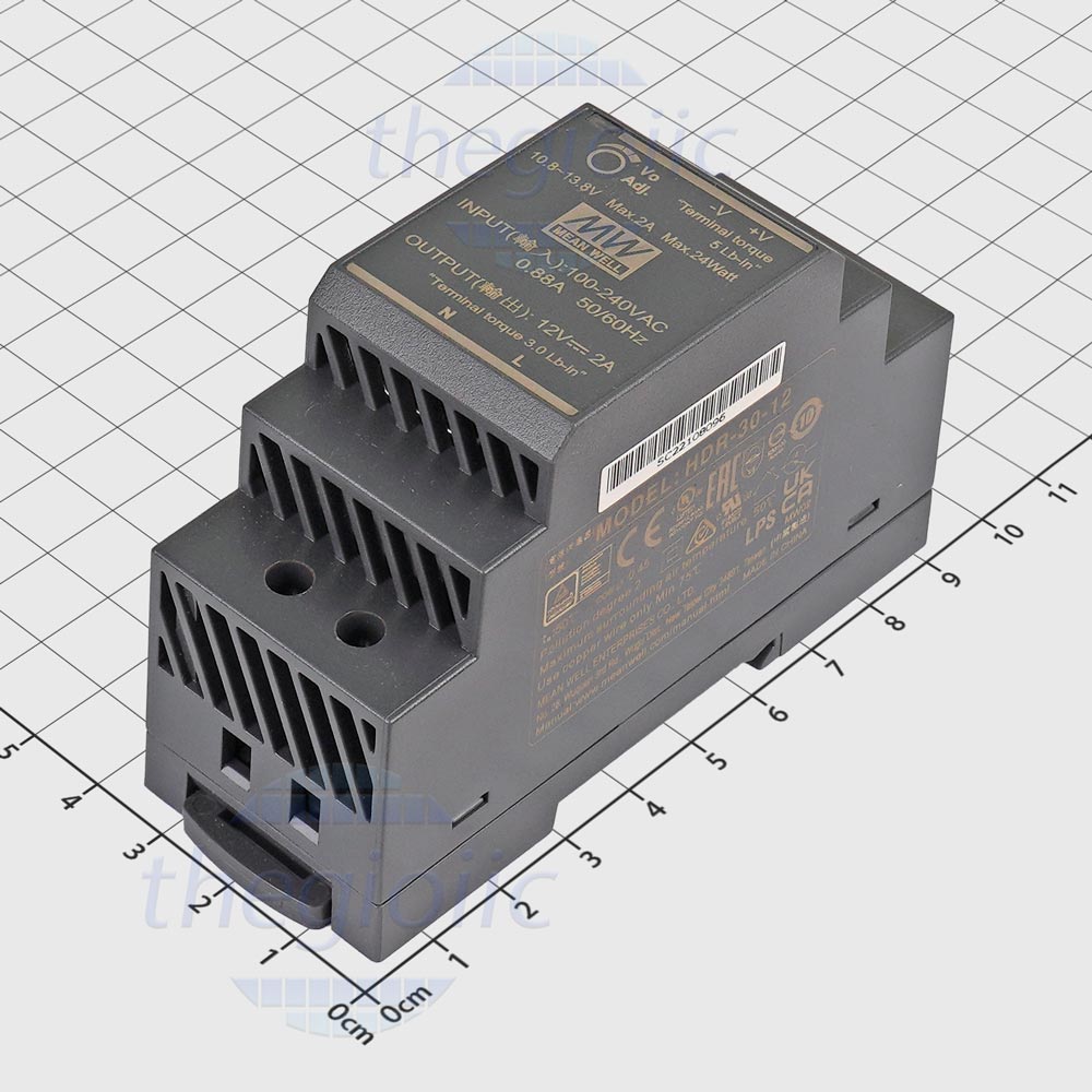 Alimentatore MeanWell HDR-30-12 12V 2A Per Guida DIN | 30W