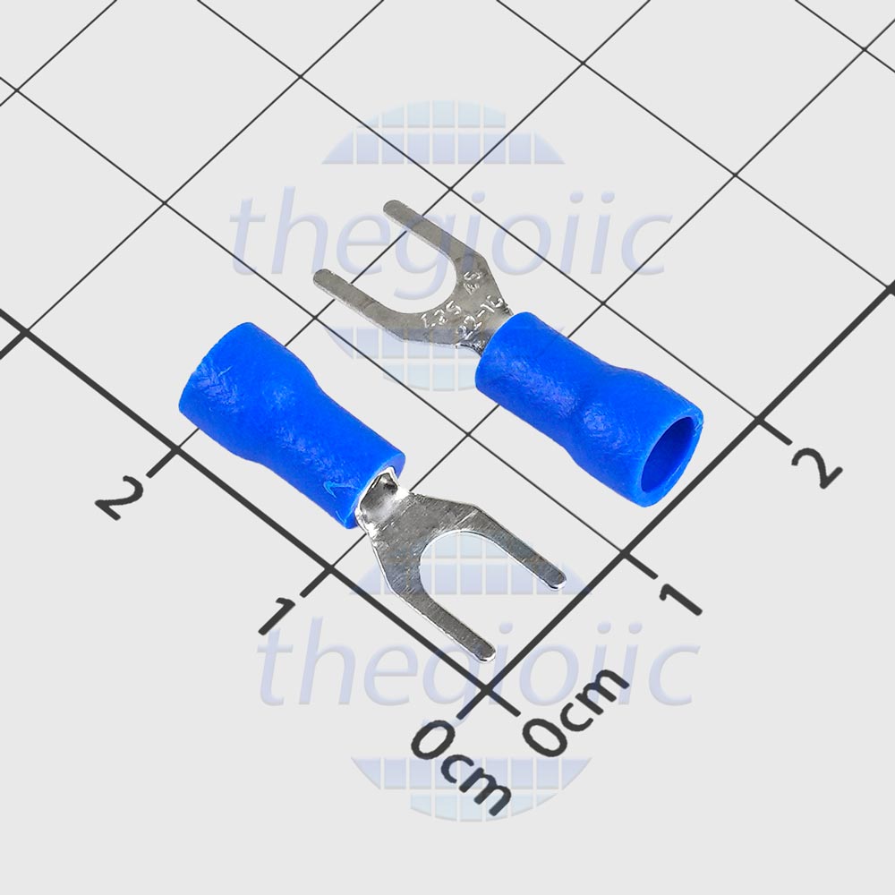 SV1.25-4 Đầu Cos Chữ Y Có Vỏ Dây 22-16AWG Vít M4 Màu Xanh Dương