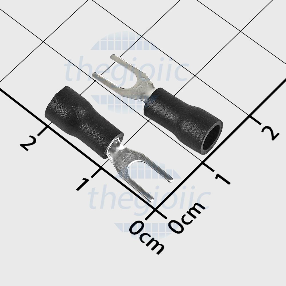 SV1.25-3 Đầu Cos Chữ Y Có Vỏ Dây 22-16AWG Vít M3 Màu Đen