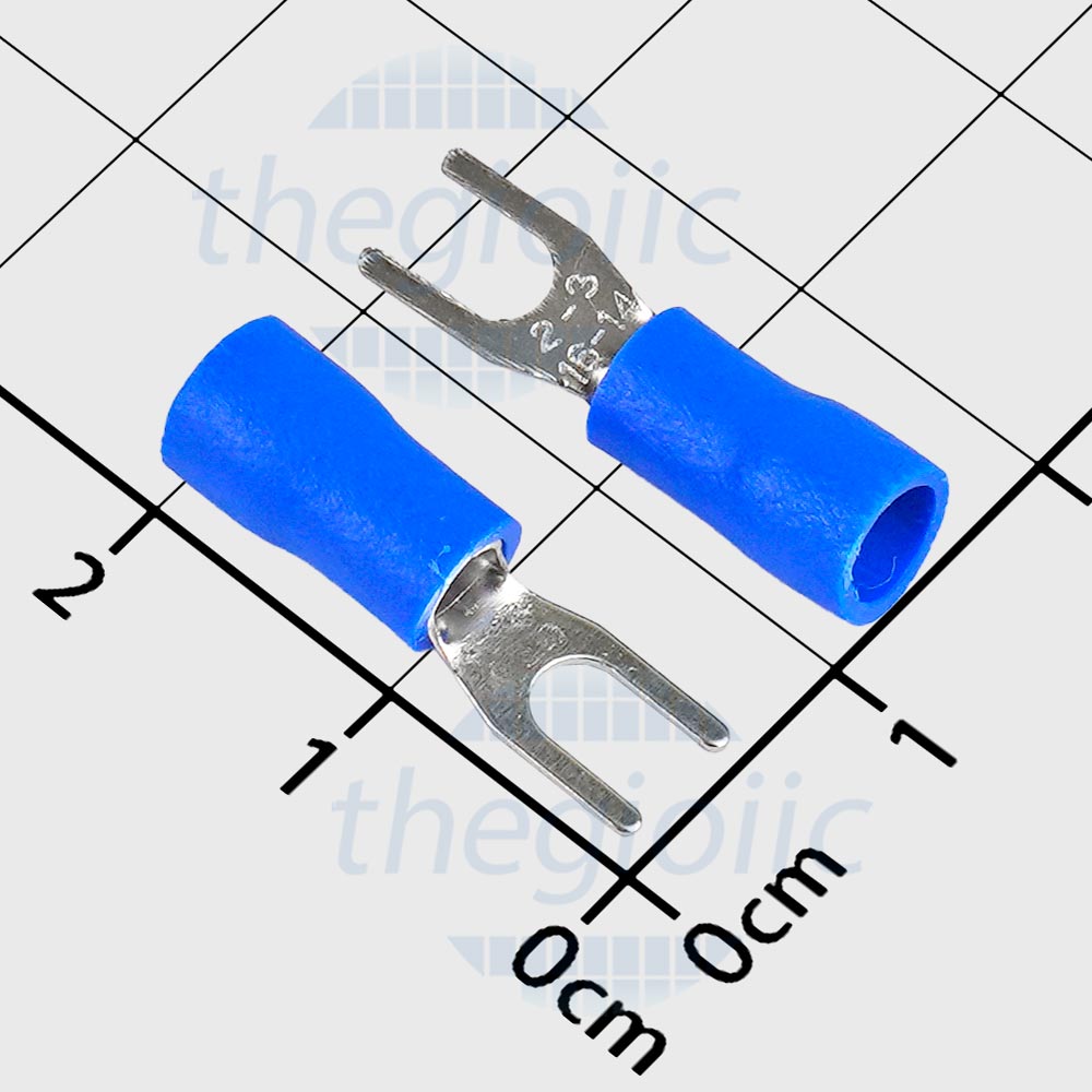 SV2-3 Đầu Cos Chữ Y Có Vỏ Dây 16-14AWG Vít M3 Màu Xanh Dương