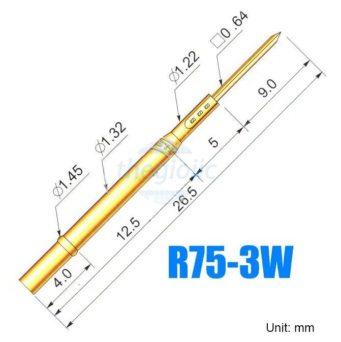 Kim Test R75 R75-3W Vỏ Kim Test Kiểm Tra Mạch Dài 26.5mm