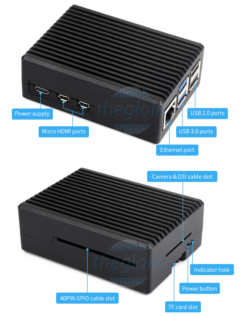 PI5-CASE-I Hộp Raspberry Pi 5 Vỏ Nhôm Có Quạt, SKU: 26714