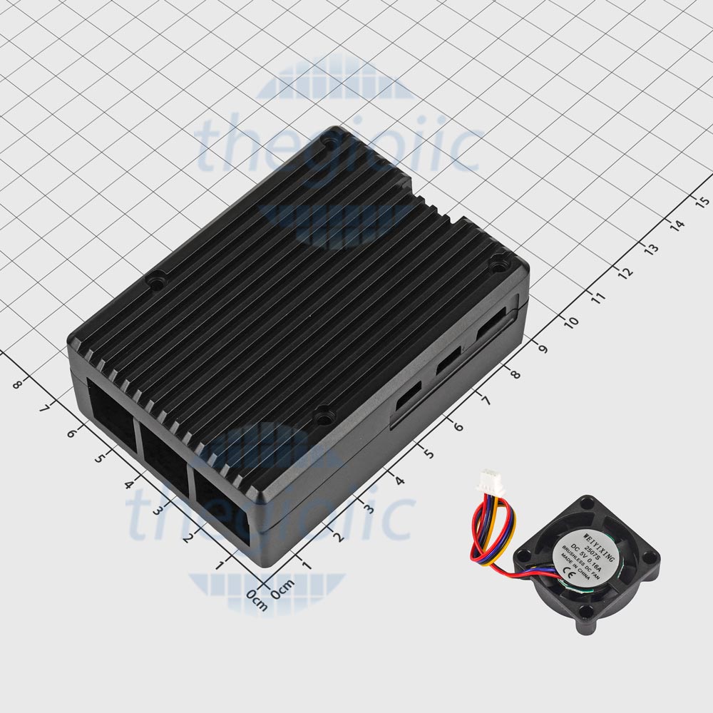 PI5-CASE-I Hộp Raspberry Pi 5 Vỏ Nhôm Có Quạt, SKU: 26714