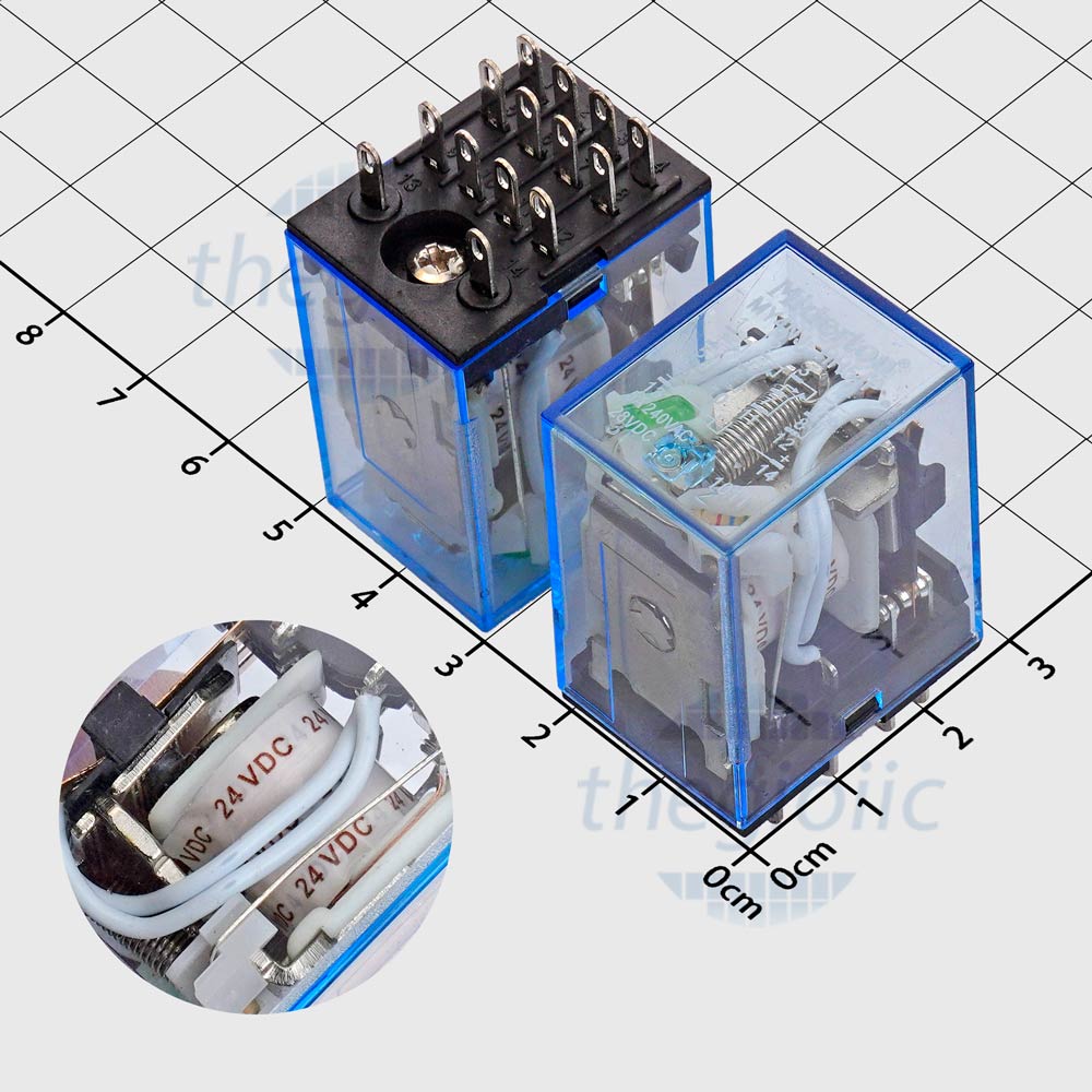 HH54P MY4NJ Rơ Le Trung Gian, Rơ Le Kiếng 24VDC 3A 4PDT 14 Chân