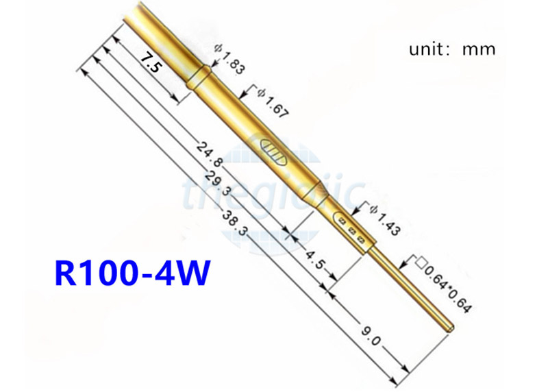 R100-4W Vỏ Kim Test Kiểm Tra Mạch Dài 38.3mm