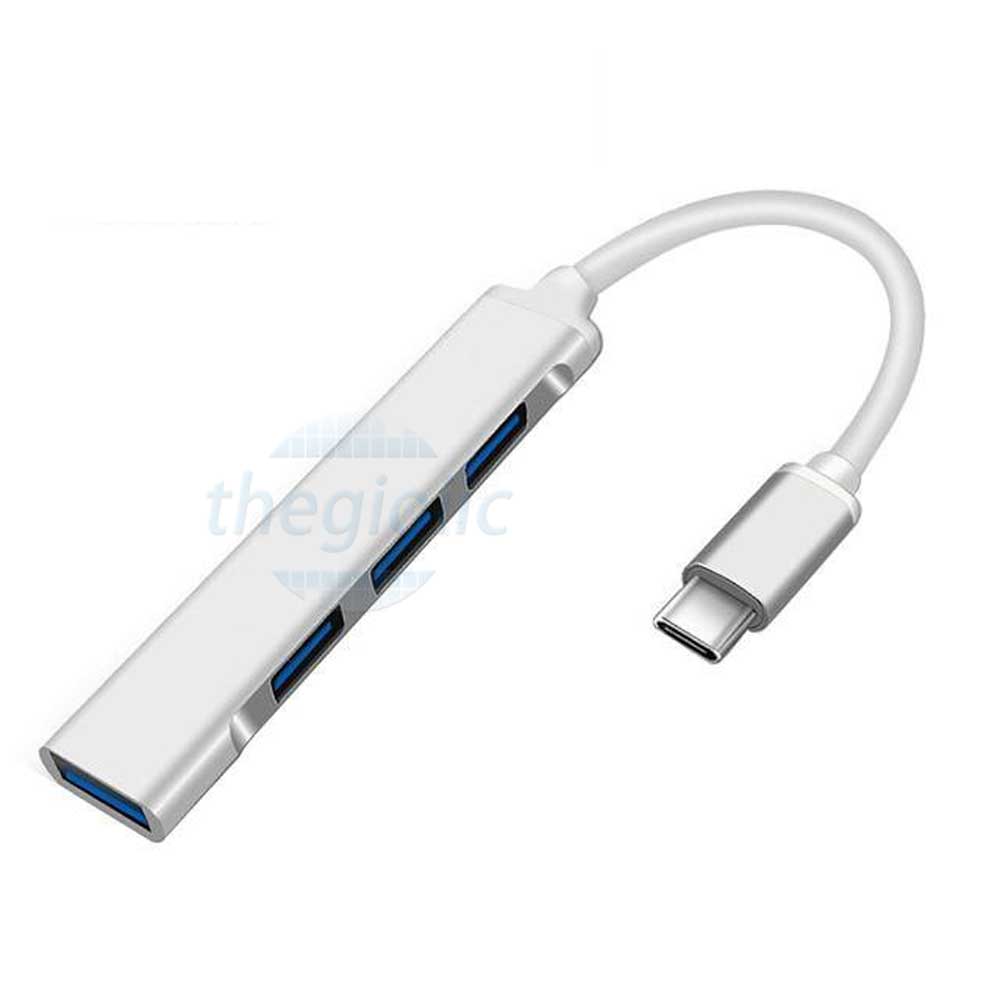 Bộ Chia USB Type C Hub 1 Cổng USB 3.0, 3 Cổng USB 2.0 Màu Bạc