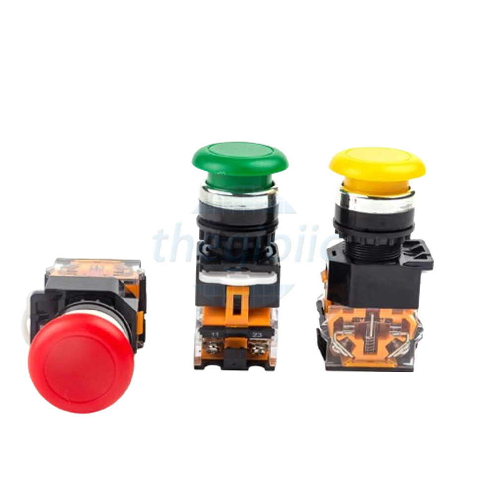 Nhân Đỗ LA38-11M Nút Nhấn Nhả Đầu Nấm Màu Đỏ 22mm 10A