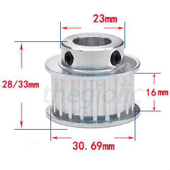 5M20-BF Bánh Răng 20 Răng, Bước 5mm, Rãnh Dây Đai 16mm, Lỗ 10mm