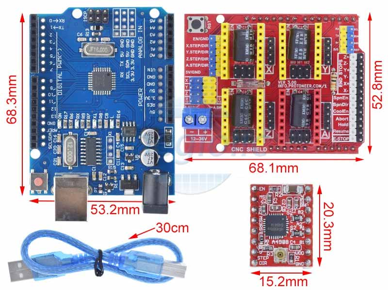 DIY Arduino Uno R3 CNC Shield 12-36VDC V3
