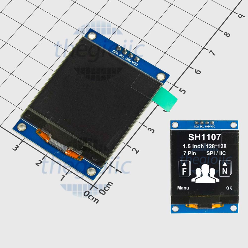 3er-Set 1,5 Zoll 4PIN OLED-Display – SH1107, 128x128, Graustufen 16 Bit, IIC-Schnittstelle – 3,3-5V, 160° Winkel – Für STM32 & Arduino