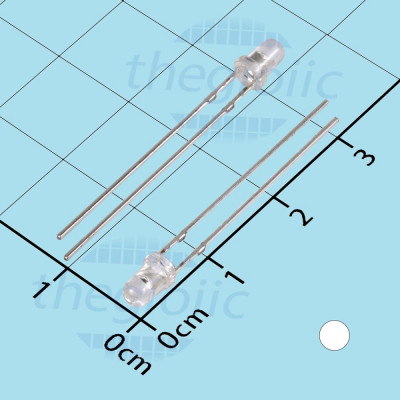 LED Trắng 3mm Siêu Sáng Đầu Tròn Trong Suốt Chân Dài